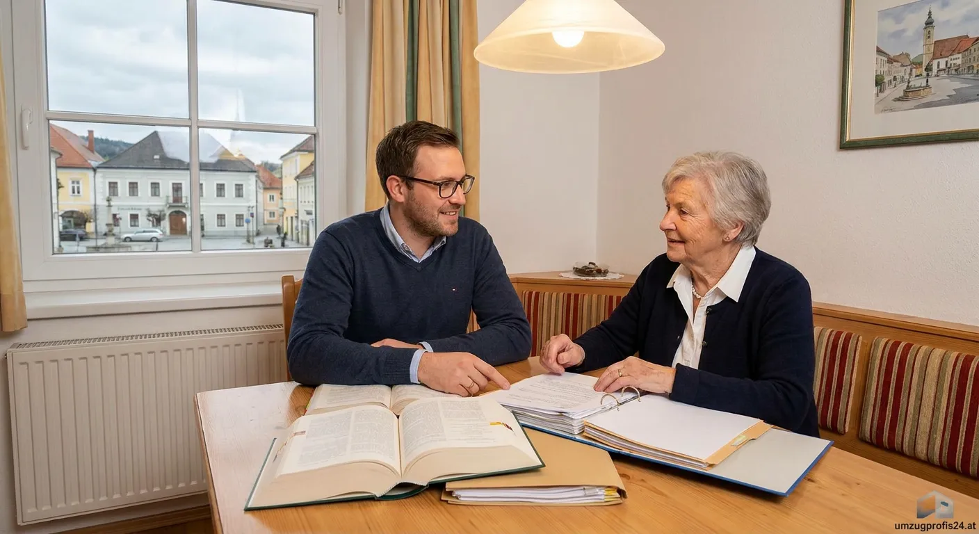 Rechtliche Dokumente zur Delogierungsvermeidung auf einem Tisch