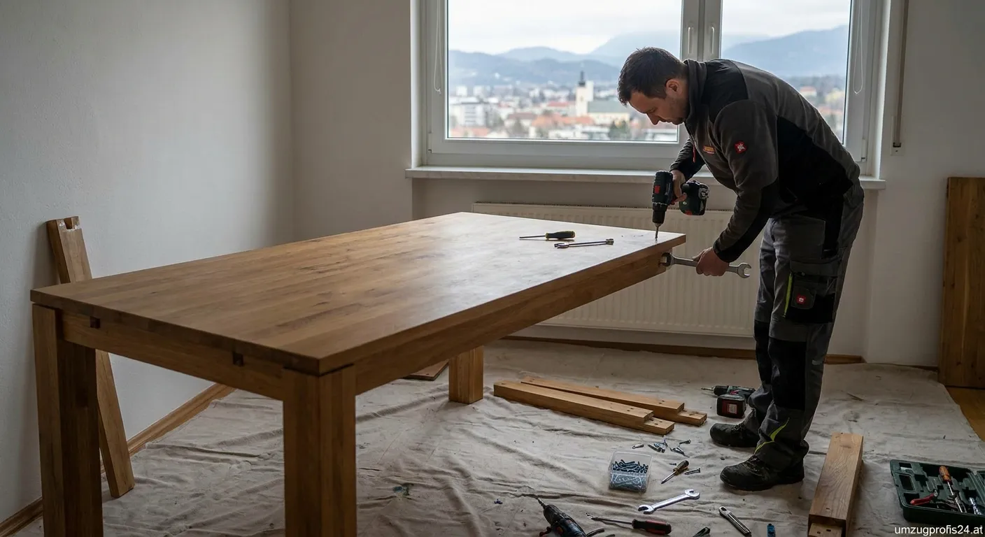 Esstisch demontieren Klagenfurt Fachmann bei Arbeit